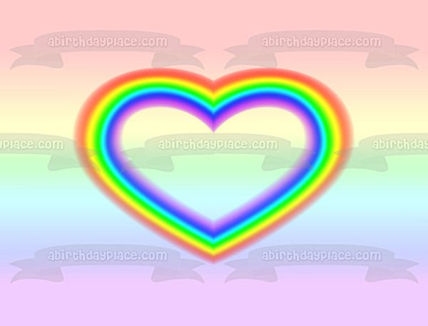 Lgbtq+ Queer Heart Gay Lesbian Bisexual Transgender Heart Rainbow Edible Cake Topper Image ABPID52053 For Sale