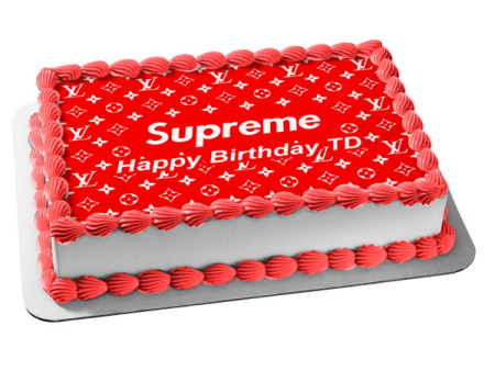 Supreme Clothing Logo Personalized Edible Cake Topper Image ABPID52047 Cheap