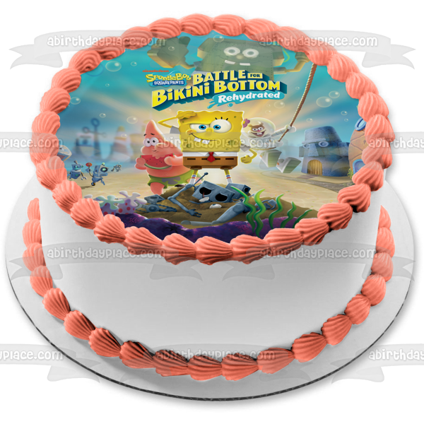 SpongeBob SquarePants: Battle for Bikini Bottom Rehydrated SpongeBob Patrick Sandy Edible Cake Topper Image ABPID51969 Online Sale