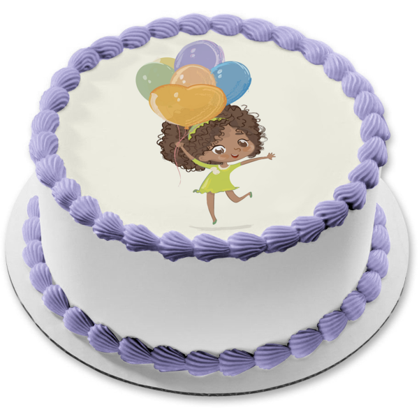 Celebrate with Pastel Balloons Party Girl Edible Cake Topper Image ABPID51979 For Cheap