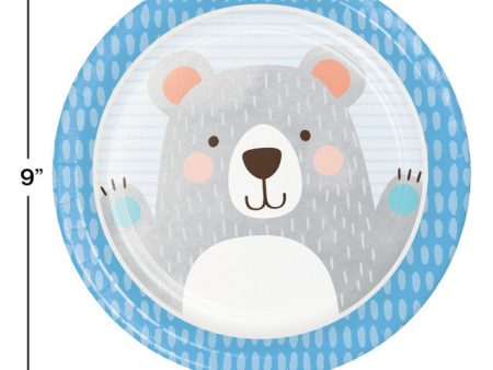 Blue Birthday Bear Party Plates Cheap