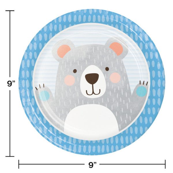 Blue Birthday Bear Party Plates Cheap