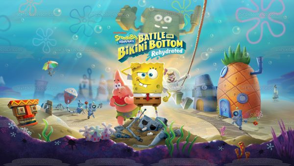 SpongeBob SquarePants: Battle for Bikini Bottom Rehydrated SpongeBob Patrick Sandy Edible Cake Topper Image ABPID51969 Online Sale